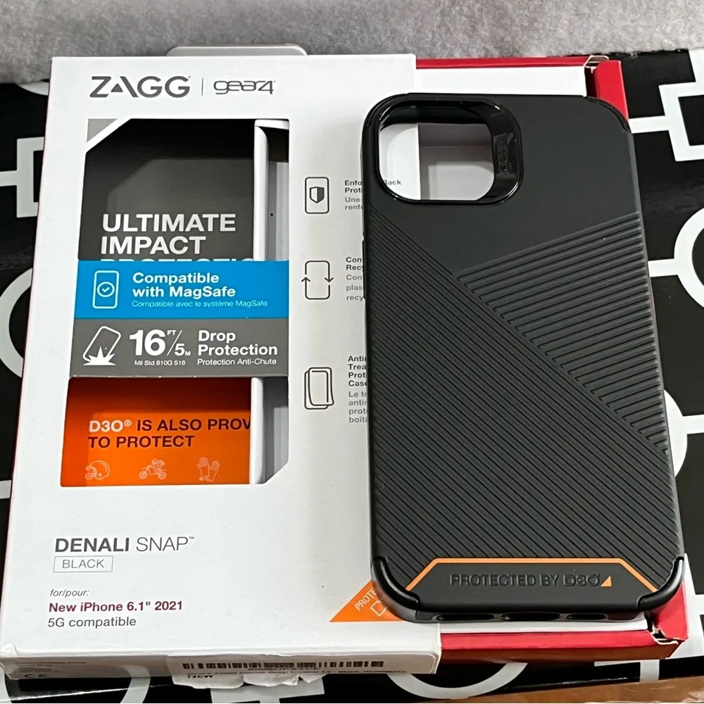 NWT Zagg Denali Snap iPhone 13 Orange/Black Phone Case w/16 ft Drop Protection